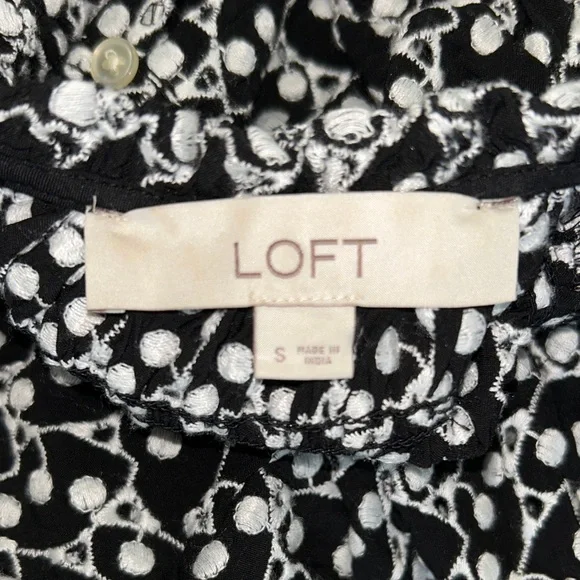 LOFT Monochrome lace crochet Polka Dot Blouse - Picture 3 of 3